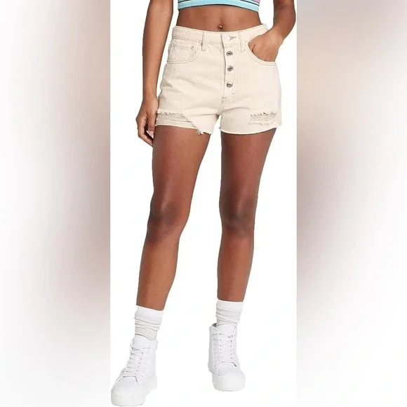 WILD FABLE Women's Super-High Rise Cut-Off Jean Shorts - Size 4 - Picture 2 of 10